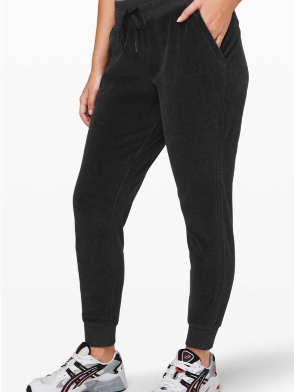 Lululemon warm down jogger velour heathered black size 4